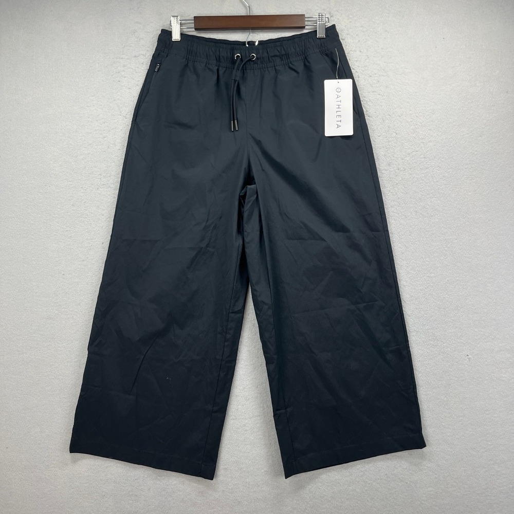 Athleta Midday Crop Pant Womens S Black Midday Wide Leg Breathable UV Protection